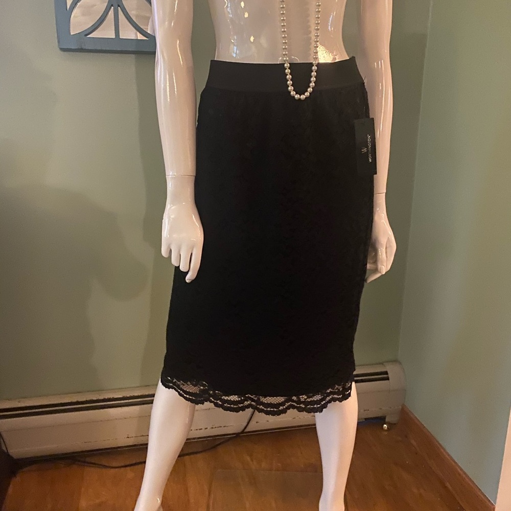 Black lace pencil shirt size Large NWT